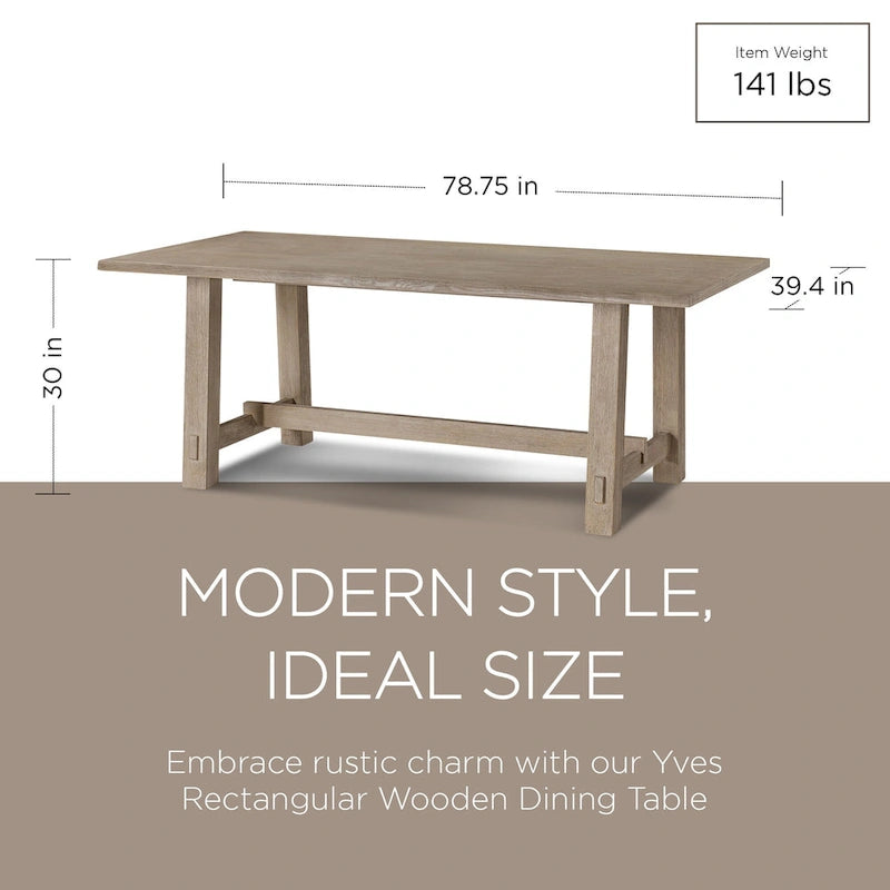 Maven Lane Yves Rectangular Wooden Dining Table in Weathered Black Finish