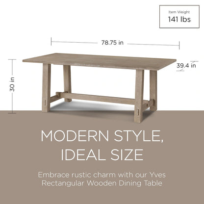 Maven Lane Yves Rectangular Wooden Dining Table in Weathered Black Finish