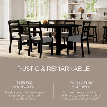 Maven Lane Yves Rectangular Wooden Dining Table in Weathered Black Finish