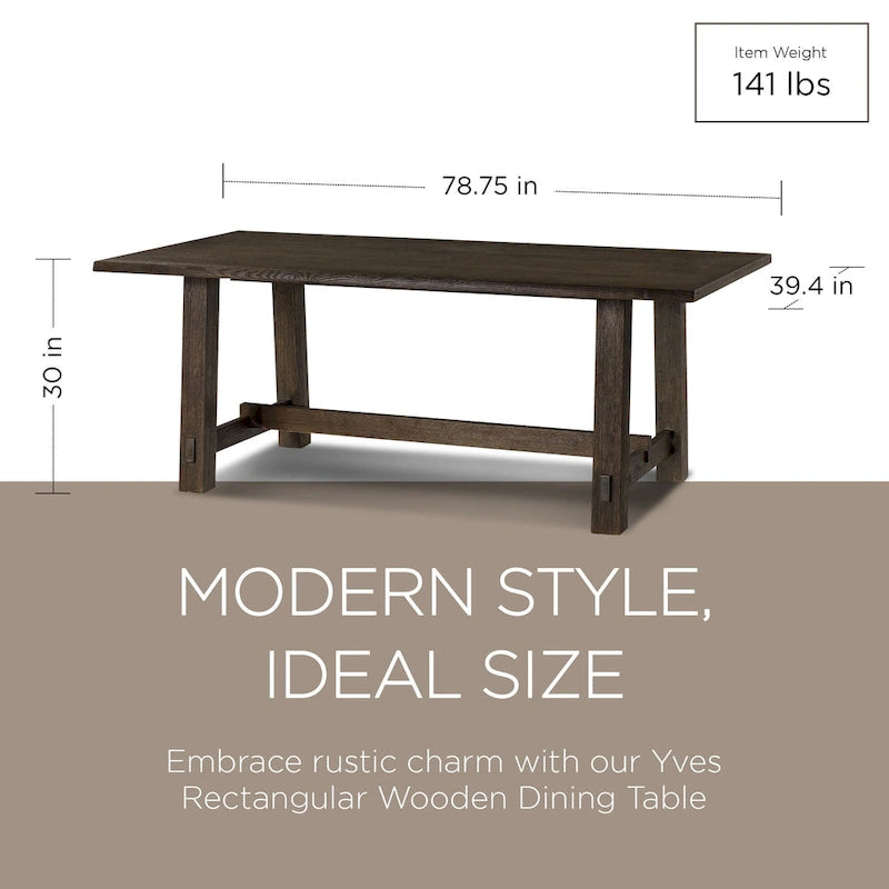Maven Lane Yves Rectangular Wooden Dining Table in Weathered Black Finish