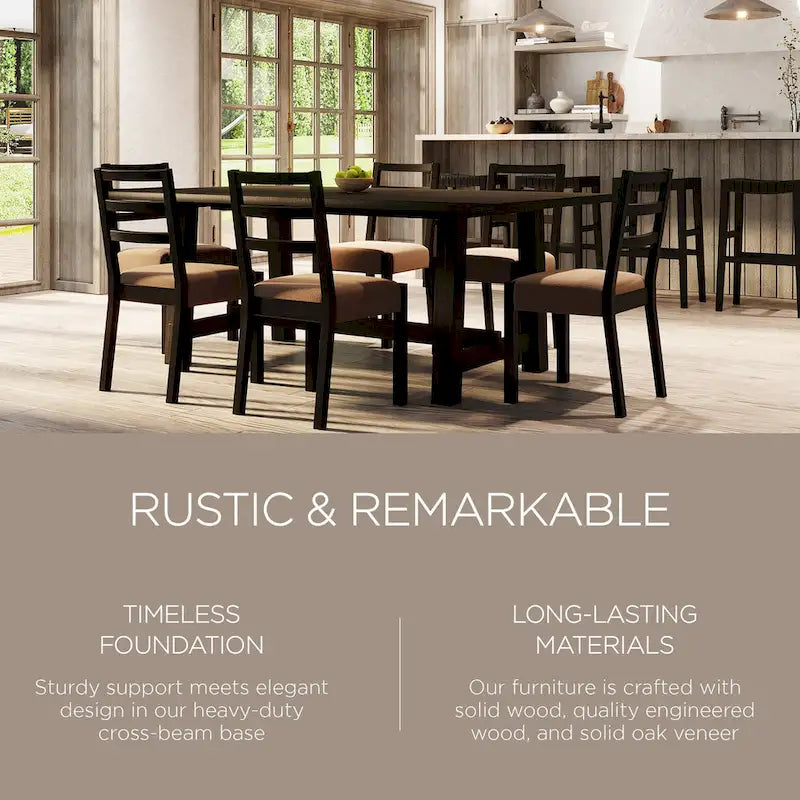 Maven Lane Yves Rectangular Wooden Dining Table in Weathered Black Finish