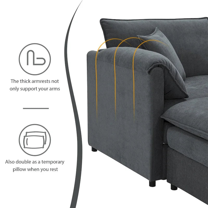 134*66 Chenille Modular Sectional Sofa