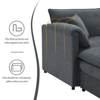 134*66 Chenille Modular Sectional Sofa