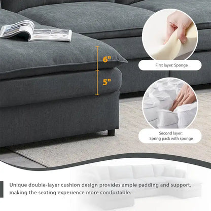 134*66 Chenille Modular Sectional Sofa