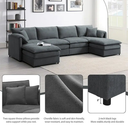 134*66 Chenille Modular Sectional Sofa