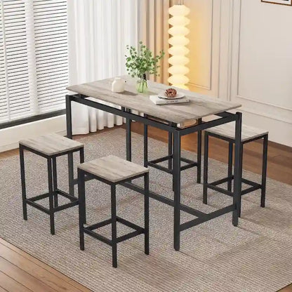 Modern 5-Piece Oak Compact Bar Table Set