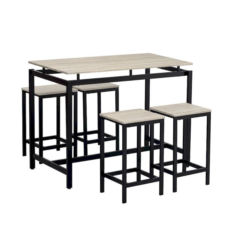 Modern 5-Piece Oak Compact Bar Table Set