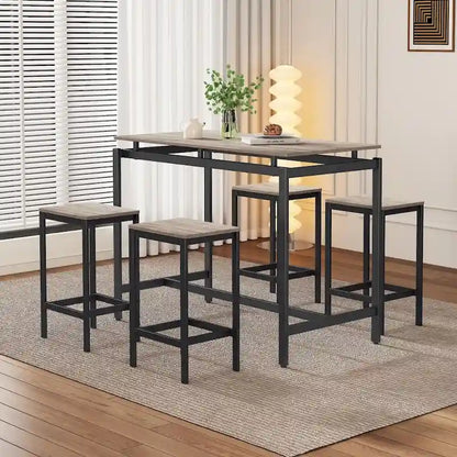 Modern 5-Piece Oak Compact Bar Table Set