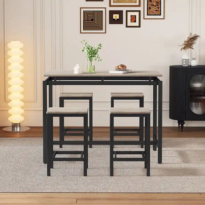 Modern 5-Piece Oak Compact Bar Table Set