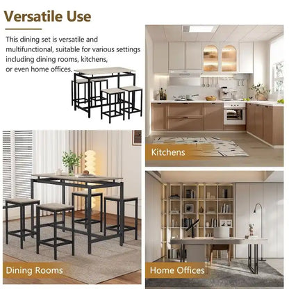 Modern 5-Piece Oak Compact Bar Table Set