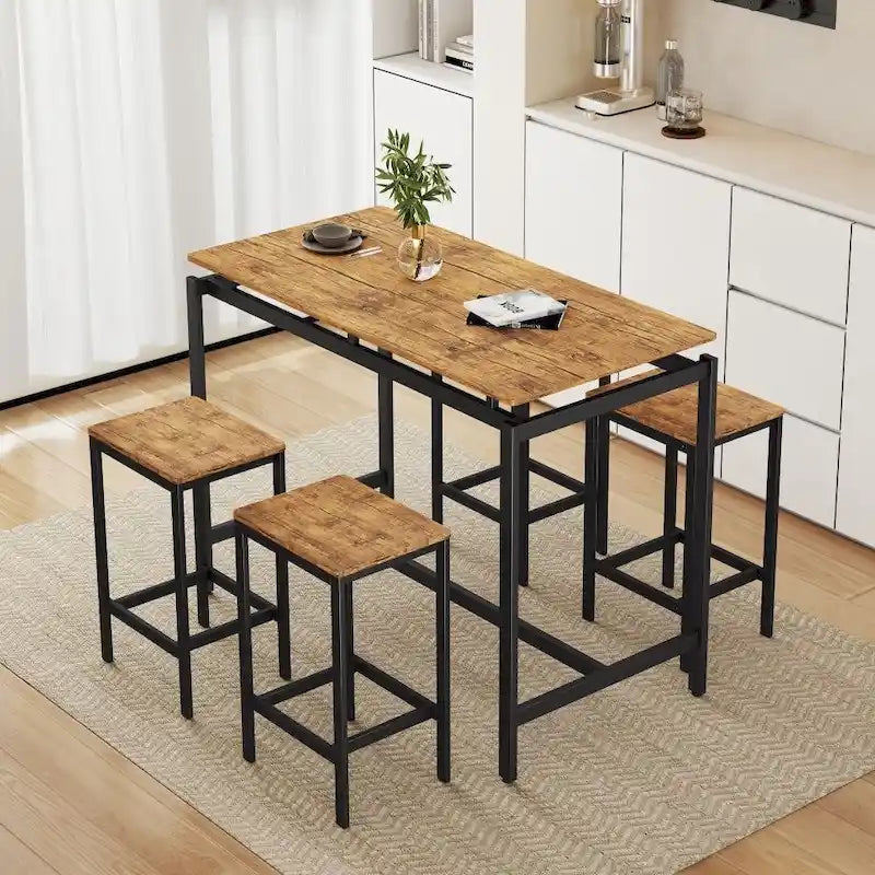 Modern 5-Piece Oak Compact Bar Table Set