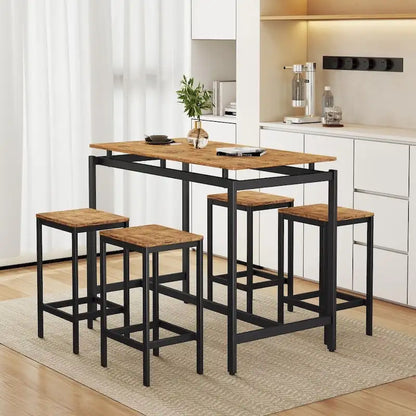 Modern 5-Piece Oak Compact Bar Table Set