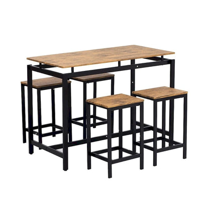 Modern 5-Piece Oak Compact Bar Table Set