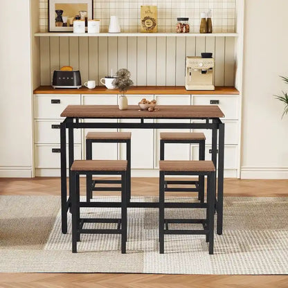 Modern 5-Piece Oak Compact Bar Table Set