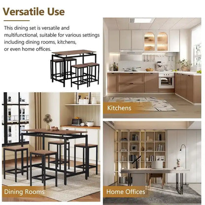 Modern 5-Piece Oak Compact Bar Table Set