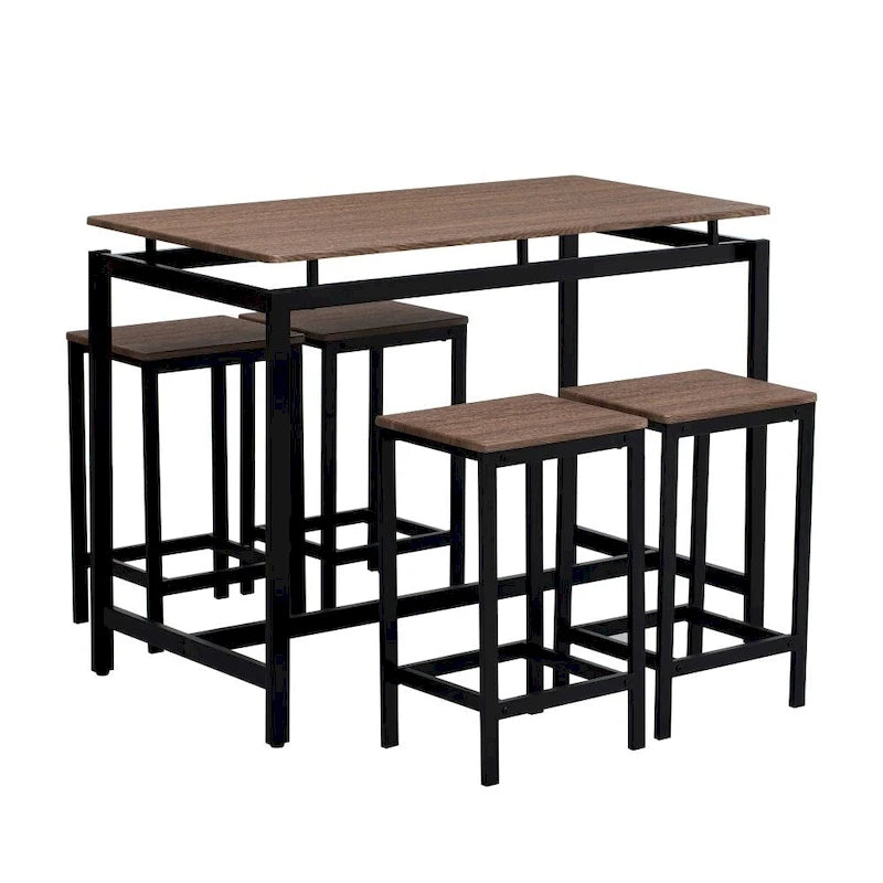 Modern 5-Piece Oak Compact Bar Table Set