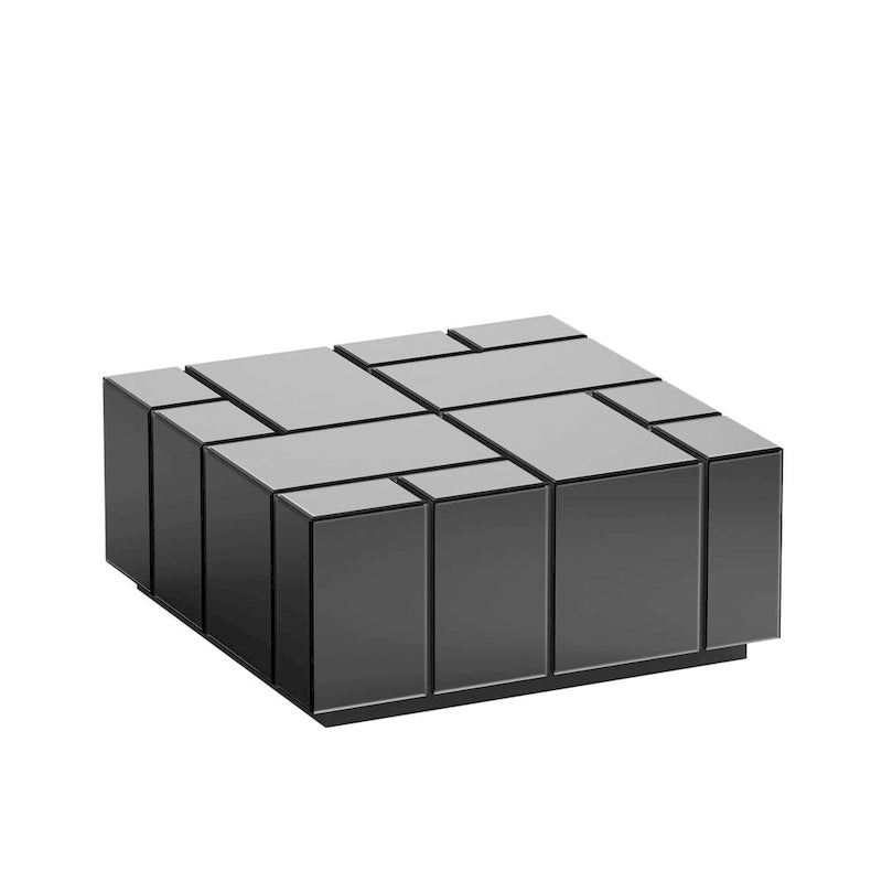 Modern Square Coffee Table Black Mirrored Center Table