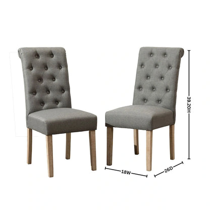 7-piece Dining Set, Turned-Leg Dining Table with 6 Tufted Chairs