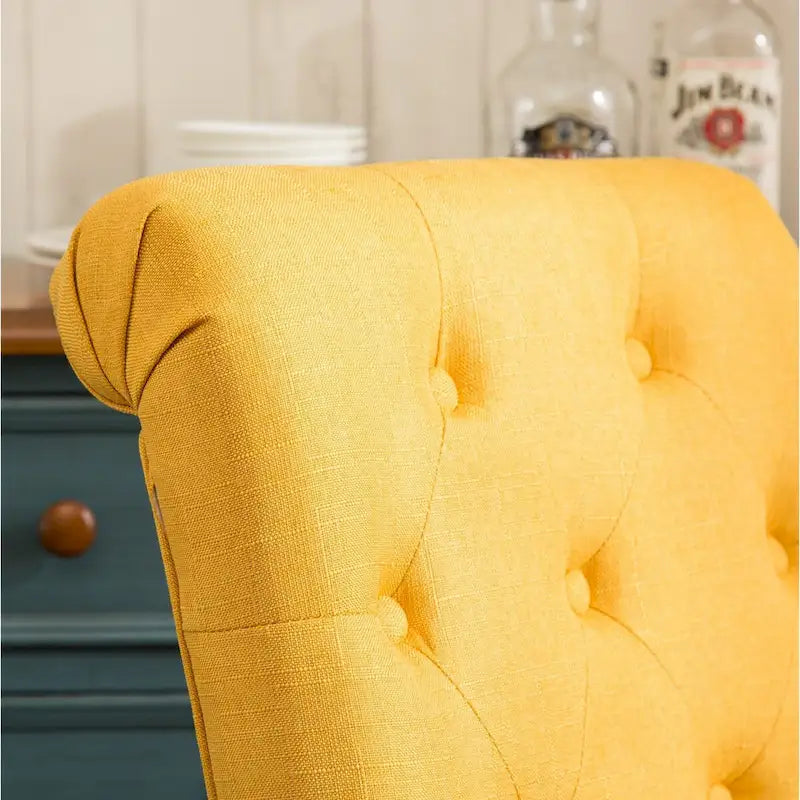 7-piece Dining Set, Turned-Leg Dining Table with 6 Tufted Chairs