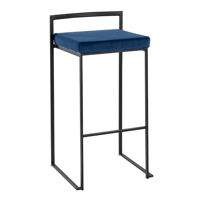 Porch & Den Forrest 30 Black Stackable Fully Welded Bar Stool (Set of 2)