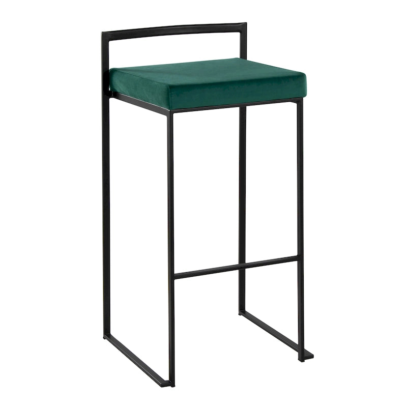Porch & Den Forrest 30 Black Stackable Fully Welded Bar Stool (Set of 2)