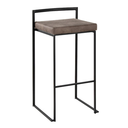 Porch & Den Forrest 30 Black Stackable Fully Welded Bar Stool (Set of 2)