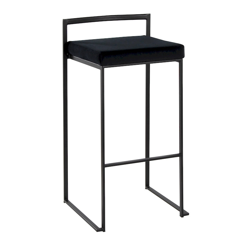 Porch & Den Forrest 30 Black Stackable Fully Welded Bar Stool (Set of 2)