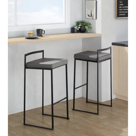 Porch & Den Forrest 30 Black Stackable Fully Welded Bar Stool (Set of 2)