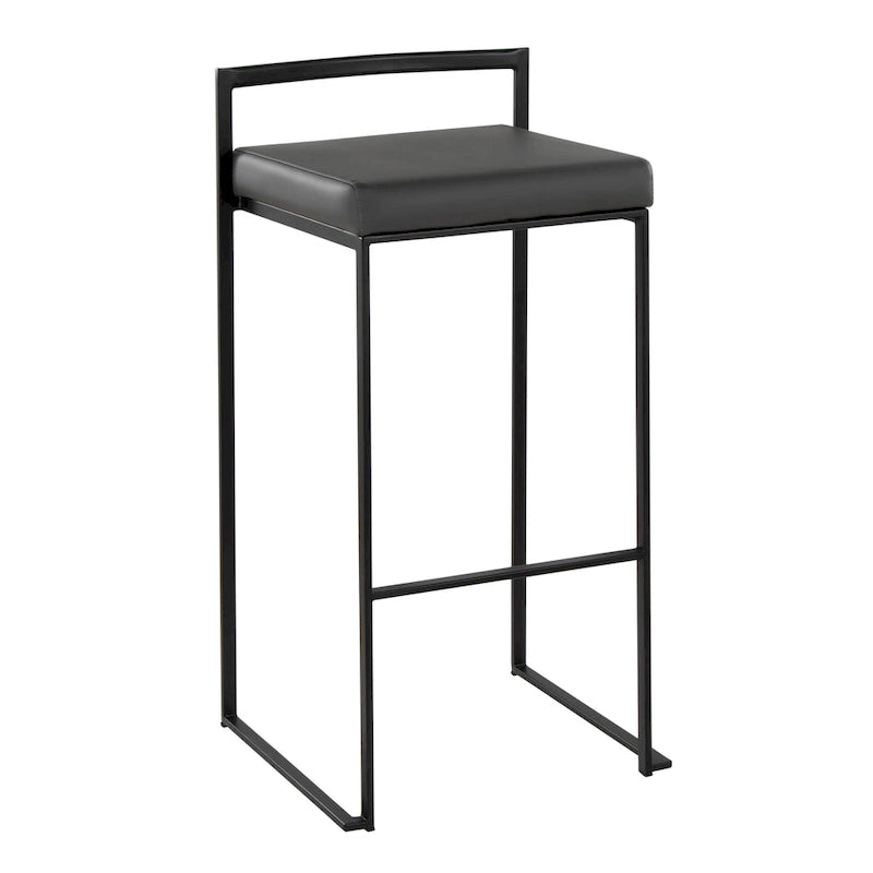 Porch & Den Forrest 30 Black Stackable Fully Welded Bar Stool (Set of 2)