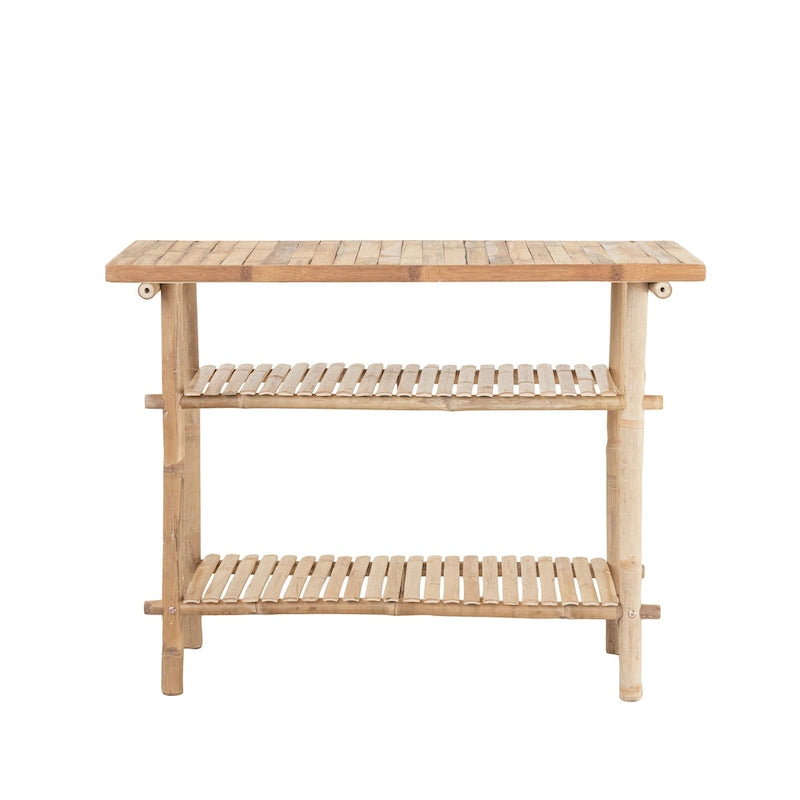 Bamboo Accent Table with 2 Shelves