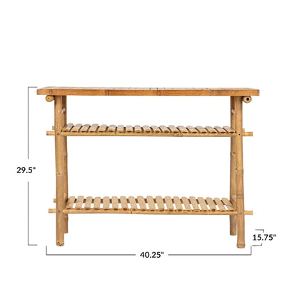 Bamboo Accent Table with 2 Shelves
