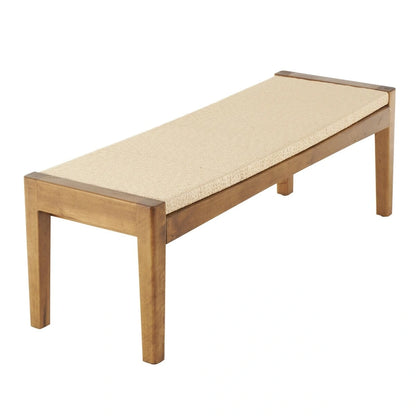 Wood Handmade Traditional Home Bench with Rope Wrapped Seat - Brown - Roche River Decor