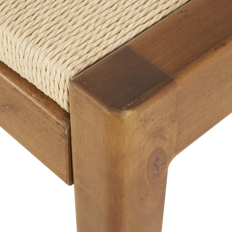 Wood Handmade Traditional Home Bench with Rope Wrapped Seat - Brown - Roche River Decor