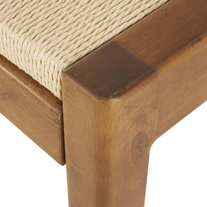Wood Handmade Traditional Home Bench with Rope Wrapped Seat - Brown - Roche River Decor