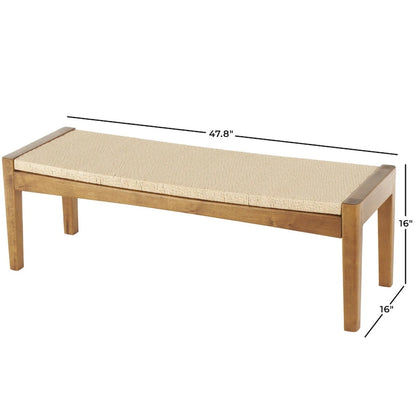 Wood Handmade Traditional Home Bench with Rope Wrapped Seat - Brown - Roche River Decor