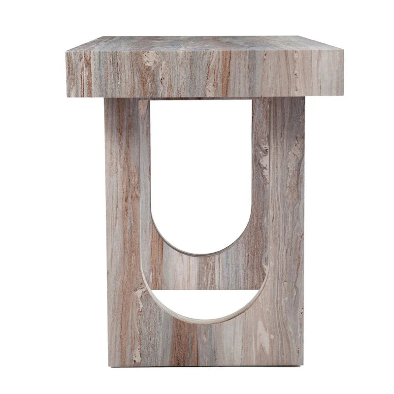 Modern Contemporary Faux Marble Writing Desk, Multifunctional as a Small Space Dining Table or Hobby Workstation