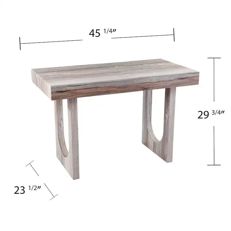 Modern Contemporary Faux Marble Writing Desk, Multifunctional as a Small Space Dining Table or Hobby Workstation