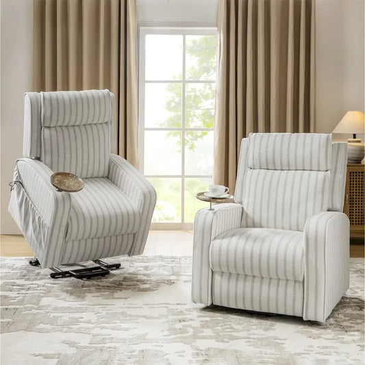 Darrell Modern Lift Assist Massage and Heating Power Recliner with Charing and Soild Wood Tray Set of 2by HULALA HOME