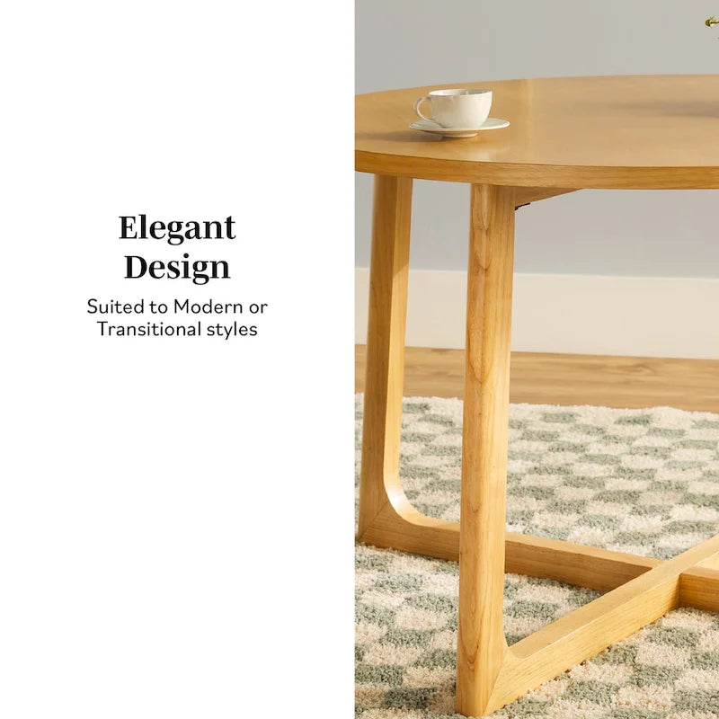 Middlebrook Modern Round Solid Wood Dining Table With Geometric Legs