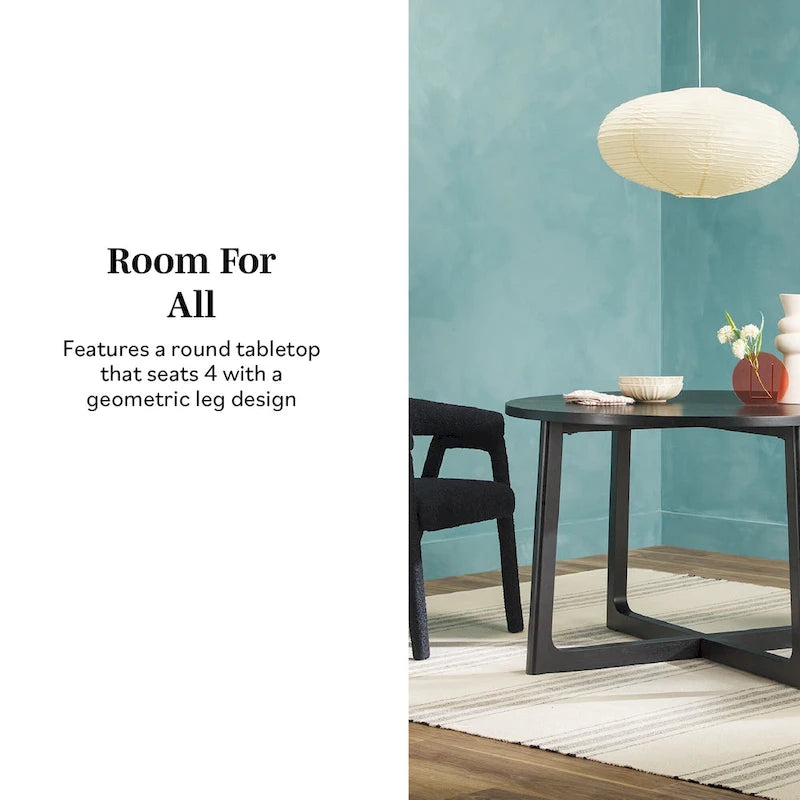 Middlebrook Modern Round Solid Wood Dining Table With Geometric Legs