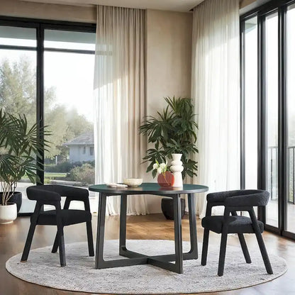 Middlebrook Modern Round Solid Wood Dining Table With Geometric Legs