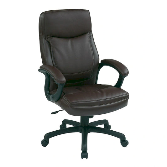 Work Smart Black Eco Leather High-back Contour Executive Chair